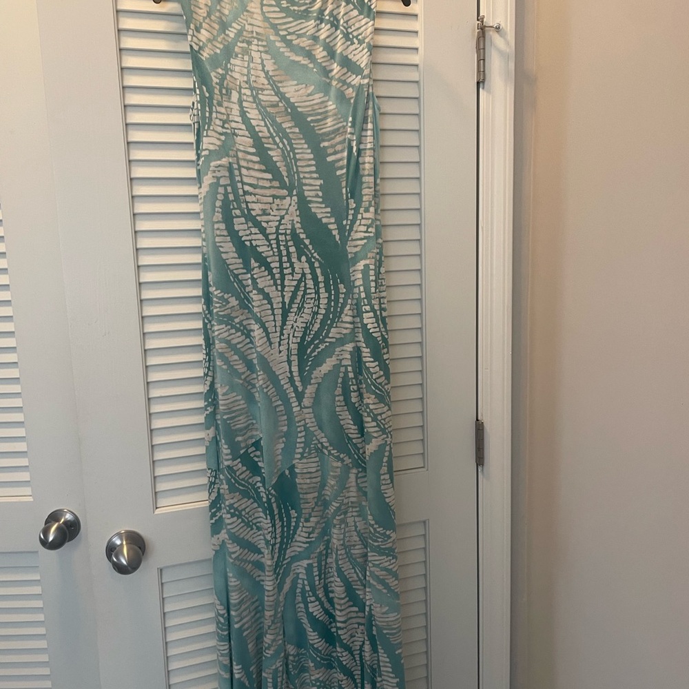 Tommy Bahama Aqua and White Patterned Dress